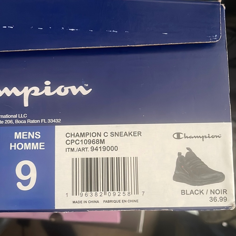 Men’s Champion Sneakers, Size 9, black in color